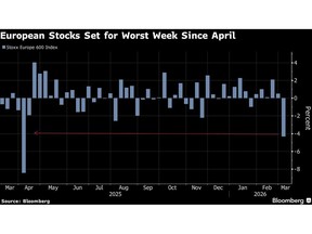 Europe Stocks Set for Worst Weekly Drop Since April on Iran War